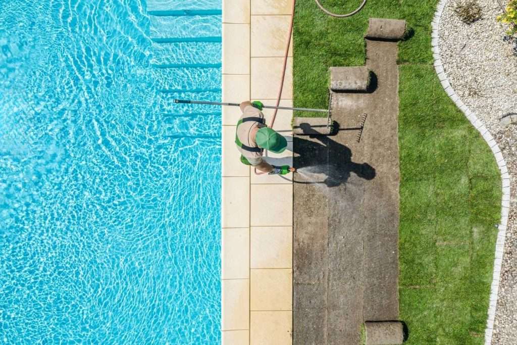 watercraft personnel doing routine pool maintenance in singapore